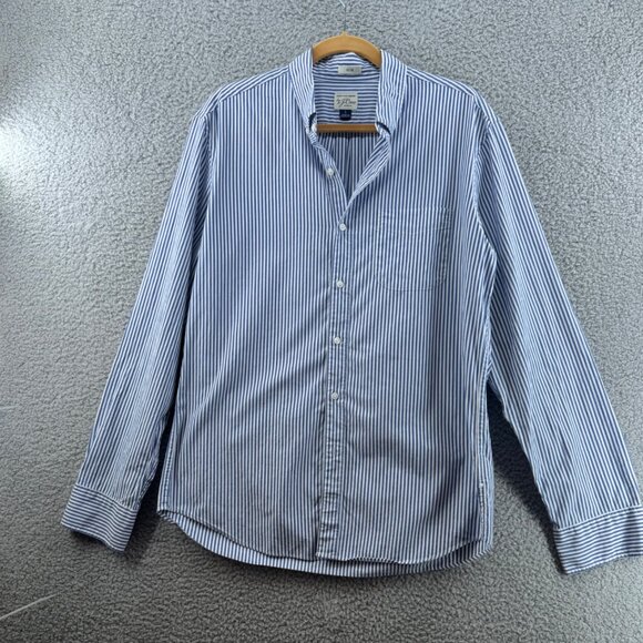 J.Crew Mens Slim Stretch Shirt Blue & White Striped Button-Down Size Large - Picture 1 of 5